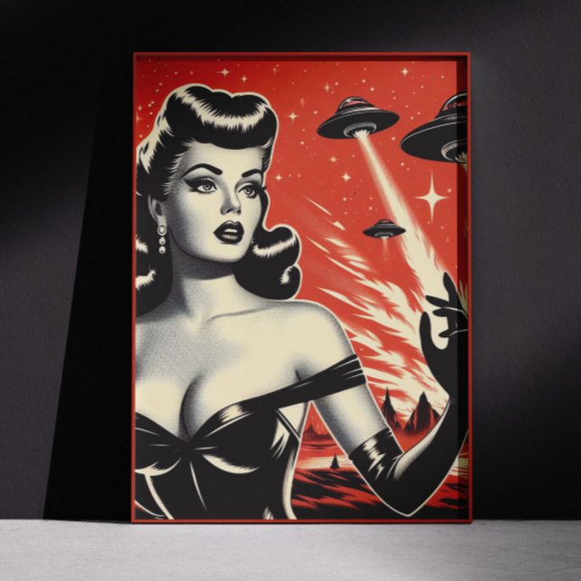 Póster Vintage Flying Saucers Pin-up (Subido por el creador)