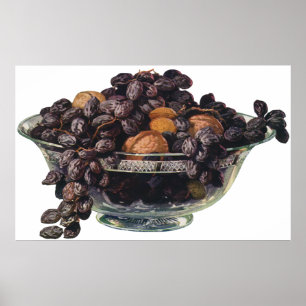 Póster Vintage Foods, Walnuts and Almonds, Fruit and Nuts