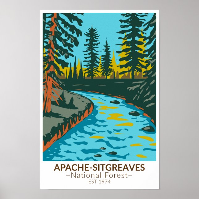 Póster Vintage forestal nacional de Apache Sitgreaves (Frente)