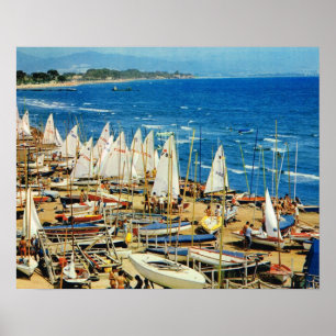 Póster VIntage France, Hyeres Port et marina, Var
