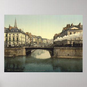 Póster Vintage Francia, Nantes y el río Loira, Bretaña