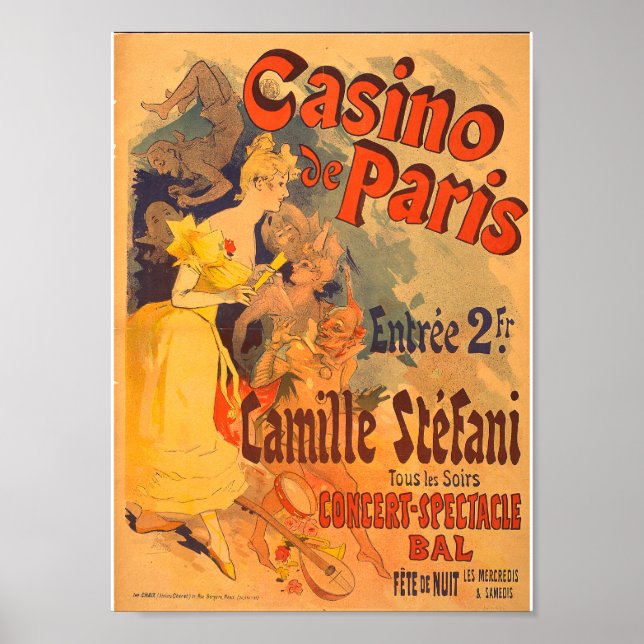Póster Vintage French Advertising Casino de Paris 1891 (Frente)
