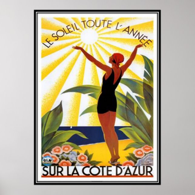 Póster Vintage French Riviera, Francia - (Frente)