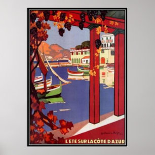 Póster Vintage French Riviera, Francia -