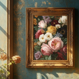 Póster Vintage French Romantic Floral Bouquet Fine Art
