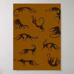 Póster Vintage Funny Black Brown Kitten Cat