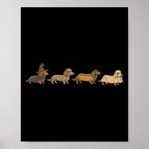 Póster Vintage Funny Dachshund Ghost Halloween