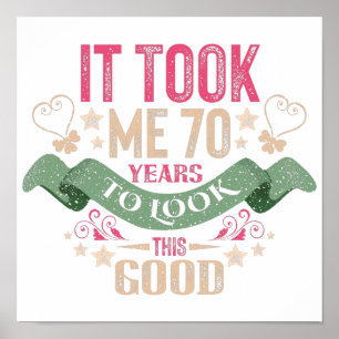 Póster vintage Funny de 70 años diciendo una cita