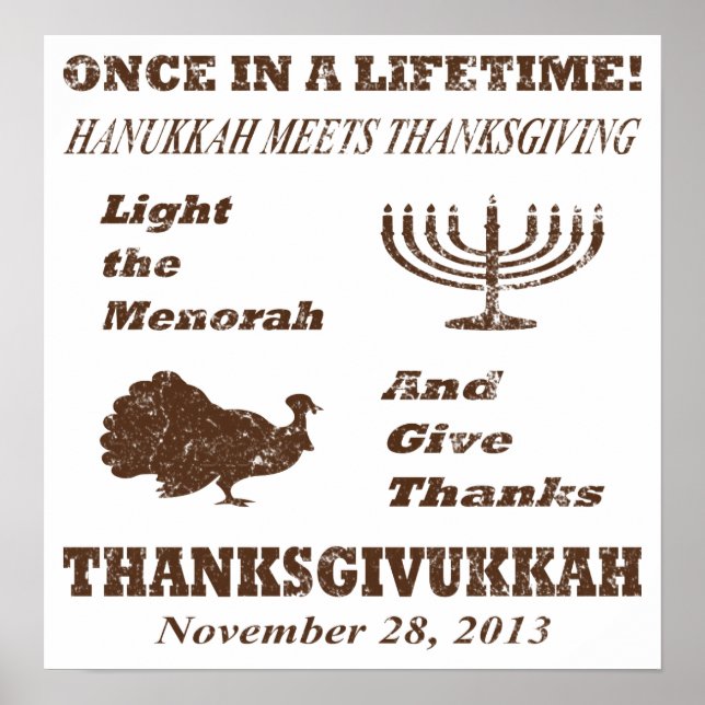 Póster Vintage Funny Thanksgivukkah Poster (Frente)