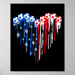 Póster Vintage Fútbol 4 De Julio Hombres Bandera American