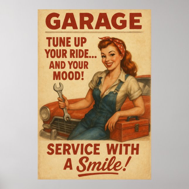 Póster Vintage Garage Chica Art (Frente)