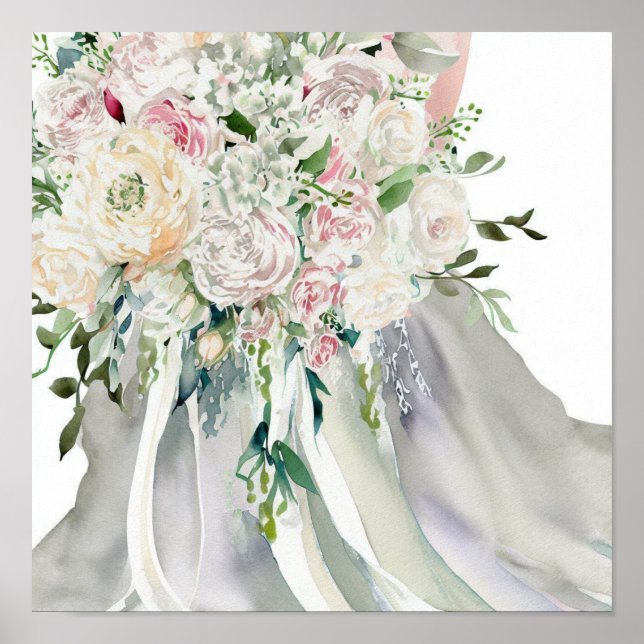 Póster Vintage Garden, Bridal Cascading Bouquet 1, (Frente)