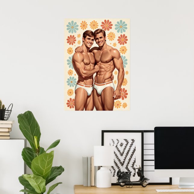 Póster Vintage Gay Flower Power (Oficina en casa)
