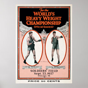 Póster Vintage Gene Tunney vs Jack Dempsey Poster