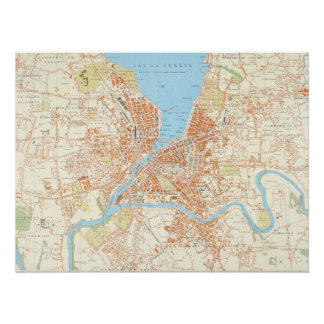 Póster Vintage Geneva Map Print – Historic City