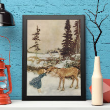 Vintage Gerda and the Reindeer by Edmund Dulac