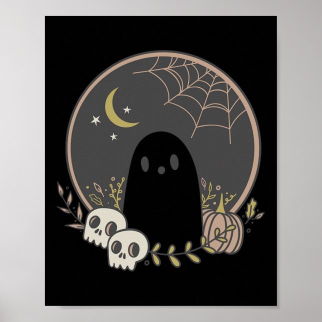 Póster Vintage Ghost Otoño Fall Halloween (Frente)