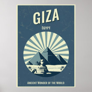 Póster Vintage Giza Pyramid Poster – Retro Egyptian