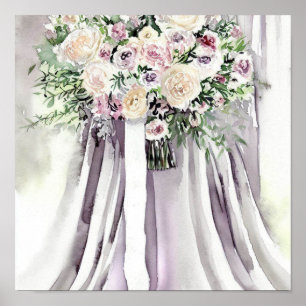Póster Vintage Glam, Bridal Cascading Bouquet 1,