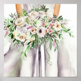 Póster Vintage Glam, Bridal Cascading Bouquet 2,