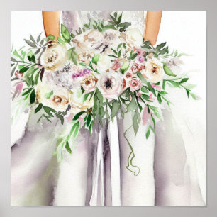 Póster Vintage Glam, Bridal Cascading Bouquet 2,