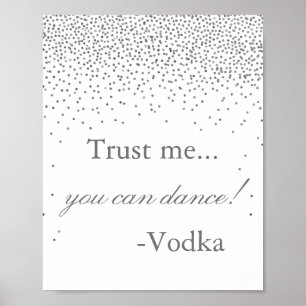 Póster Vintage Glam Silver Confetti Wedding Party Rótulo
