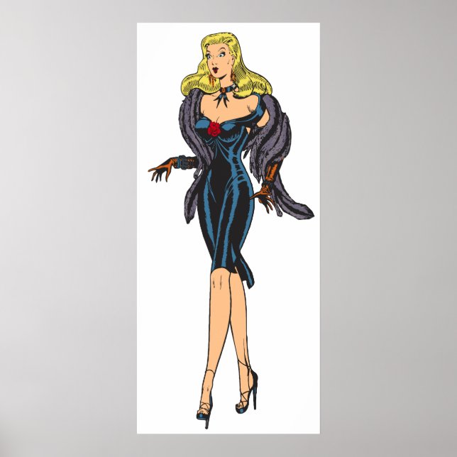 Póster Vintage Glamour Chica Retro Blonde Pinup (Frente)
