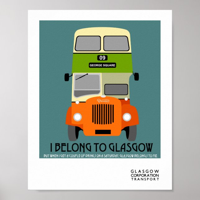 Póster Vintage Glasgow Doble Decker Pop Art (Frente)