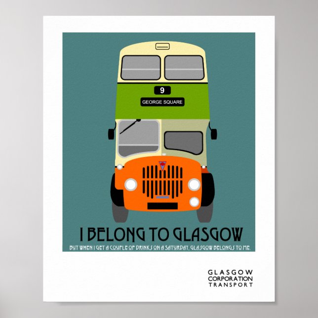 Póster Vintage Glasgow Doble Decker Pop Art (Frente)
