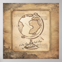 Póster Vintage Globe. Regalo de profesores de geografía e
