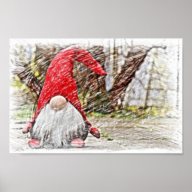 Póster Vintage Gnome Santa Claus (Frente)