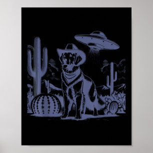 Póster Vintage Golden Retriever Ufo Cow occidental retro