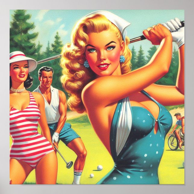 Póster Vintage Golf Pin-up (Frente)