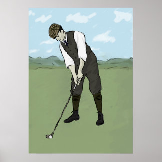 Póster Vintage Golfer V1 Art
