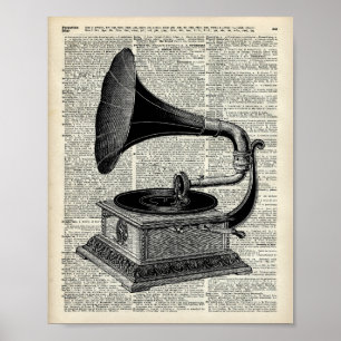 Póster Vintage gramophone
