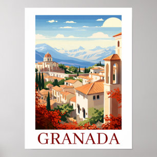 Póster Vintage Granada Alhambra España Viaje