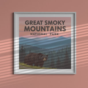 Póster Vintage Great Smoky Mountains Park