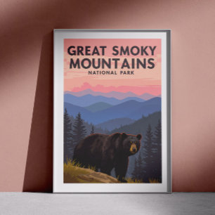 Póster Vintage Great Smoky Mountains Park