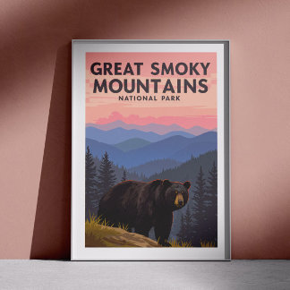 Póster Vintage Great Smoky Mountains Park