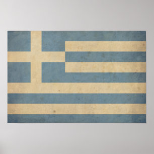 Póster Vintage Greece Flag