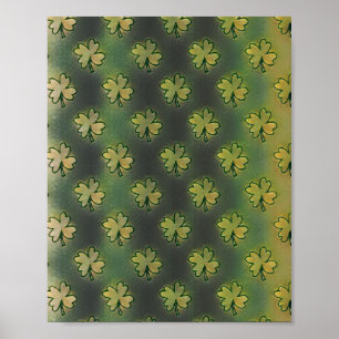 Póster Vintage Green, grey and orange shamrock St Patrick