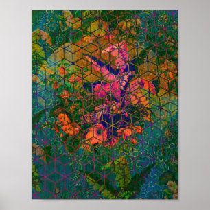 Póster Vintage Green Safari Tropical Jungle Wildlife Lion