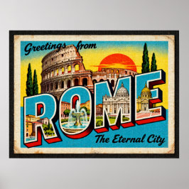 Póster Vintage Greetings from Rome Poster