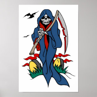 Póster Vintage Grim Reaper Tattoo Art