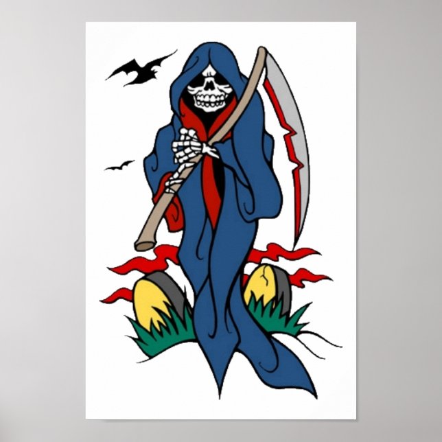 Póster Vintage Grim Reaper Tattoo Art (Frente)