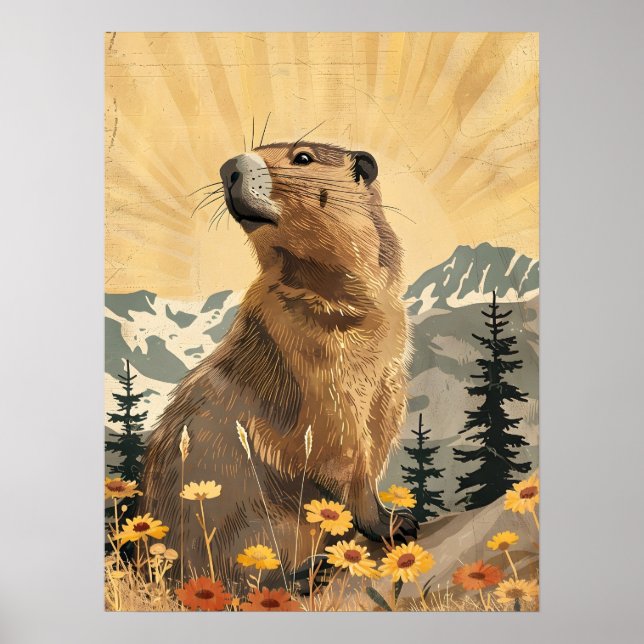 Póster Vintage Groundhog (Frente)