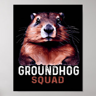 Póster Vintage Groundhog Squad Funny Lovers Groundhog Hap