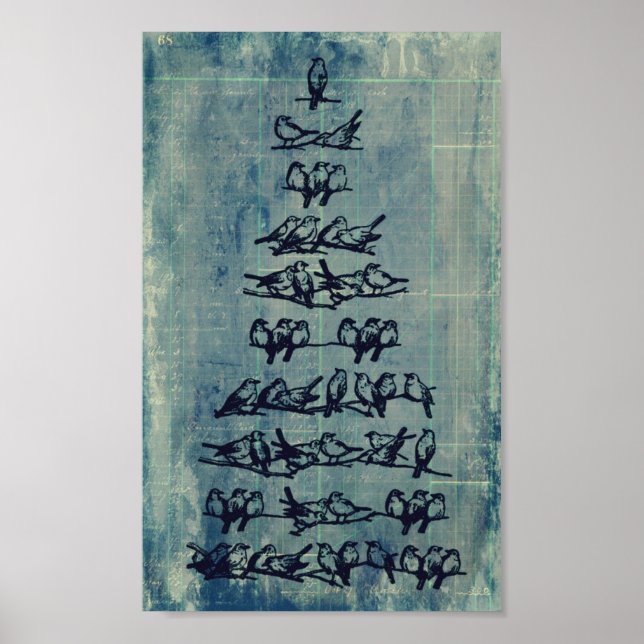 Póster Vintage Grunge Bird Tree (Frente)