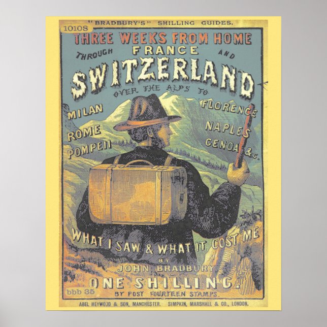 Póster Vintage guía turística de Suiza (Frente)