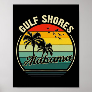 Póster Vintage Gulf Shores Beach Alabama Summer Sunset Pa